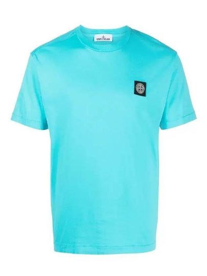 Logo Patch Cotton Short Sleeve T-Shirt Turquoise - STONE ISLAND - BALAAN 2