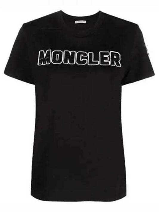 8C00008 829HP 999 Maglia Emboss Logo Short Sleeve T Shirt Black Women TJ 271840 - MONCLER - BALAAN 1