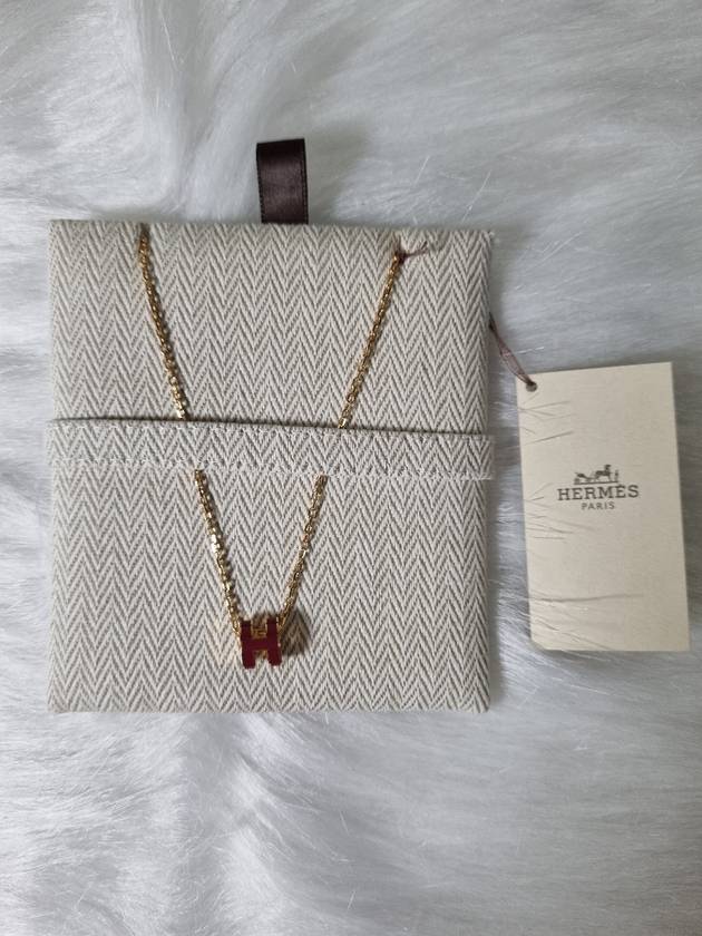 Mini Pop H Pendant Necklace Gold Rouge Grenat - HERMES - BALAAN 2