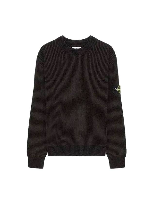 Wappen Patch Cotton Chenille Crew Neck Pullover Knit Top Brown - STONE ISLAND - BALAAN 1