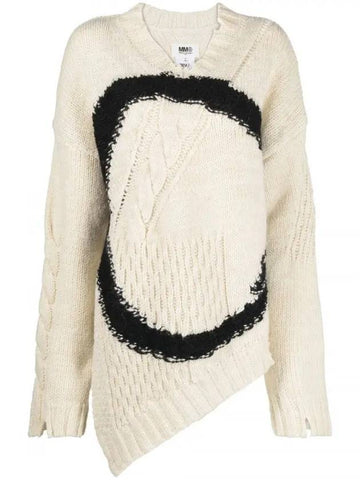 Women's Oversized Wool Knit Top White - MAISON MARGIELA - BALAAN 1