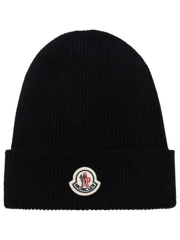 3B70500 A9342 Logo Patch Wool Beanie - MONCLER - BALAAN 1