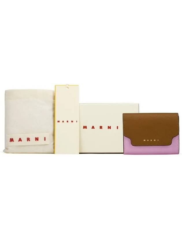 Saffiano Leather Card Wallet Brown - MARNI - BALAAN 5