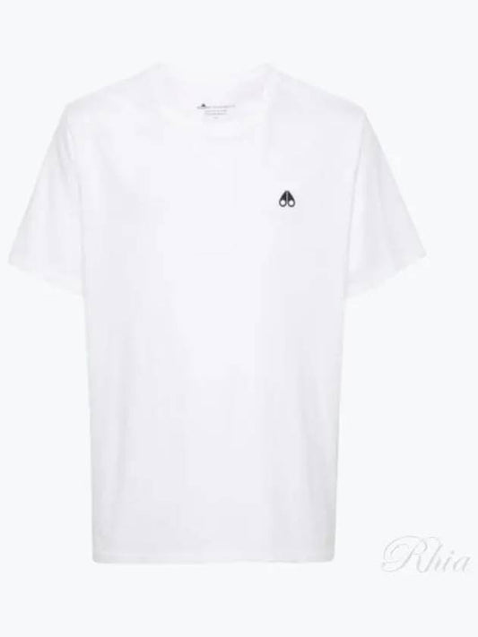 Logo Detail Crew Neck Short Sleeve T-Shirt White - MOOSE KNUCKLES - BALAAN 2