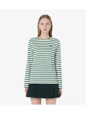 Women s Striped Long Sleeve T Shirt Green - LACOSTE - BALAAN 1