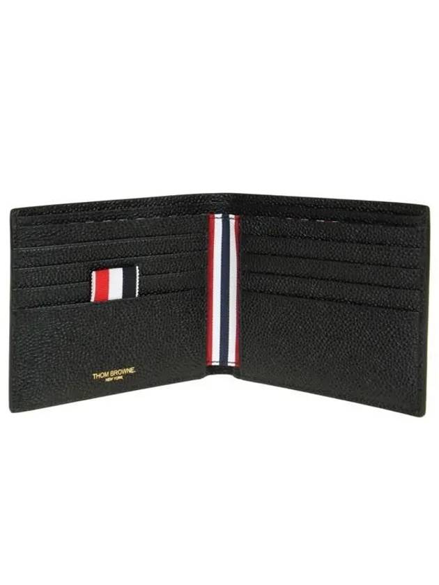 Pebble Grain Leather Half Wallet Black - THOM BROWNE - BALAAN 6