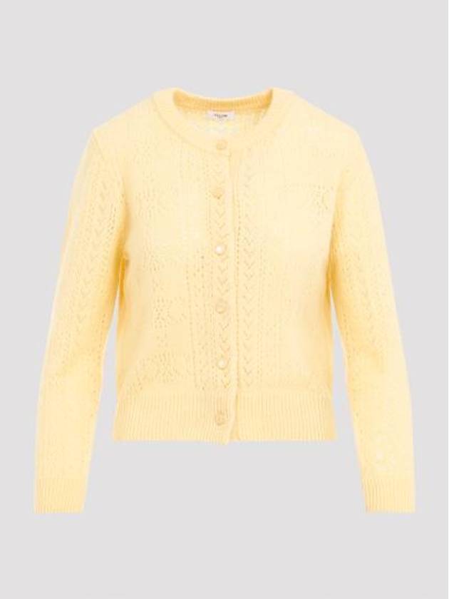 All Over Triomphe Shetland Pointelle Cardigan Yellow - CELINE - BALAAN 1