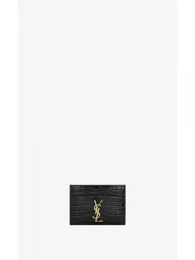 Cassandre Crocodile Embossed Leather Card Wallet Black - SAINT LAURENT - BALAAN 2