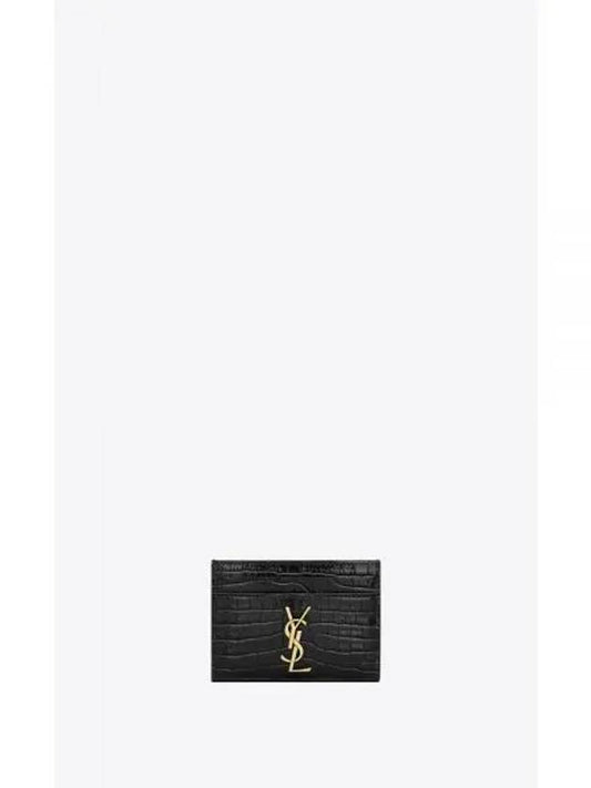 Cassandre Crocodile Embossed Leather Card Wallet Black - SAINT LAURENT - BALAAN 2