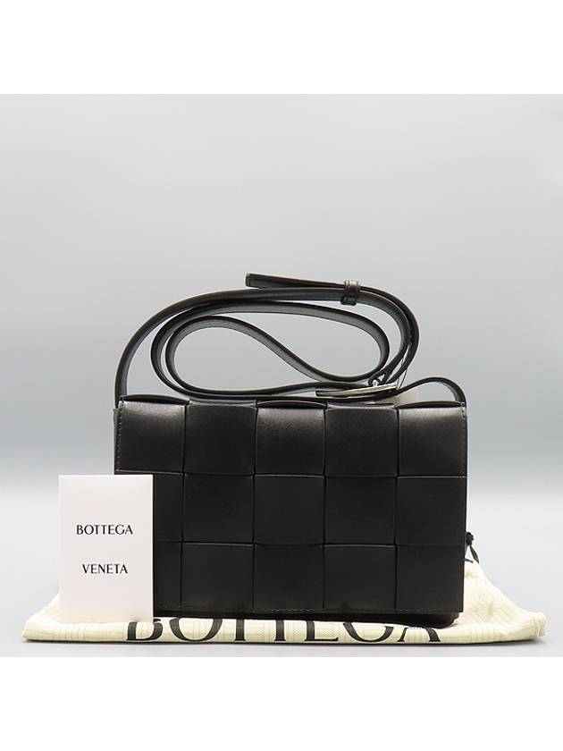 737950 Black Leather Intrecciato Cassette Cross Bag - BOTTEGA VENETA - BALAAN 1