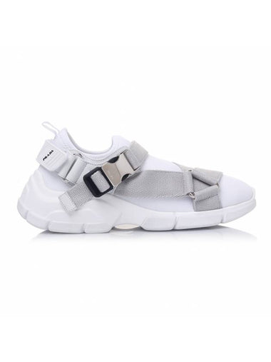 Neoprene Strap Low Top Sneakers Silver White - PRADA - BALAAN 1