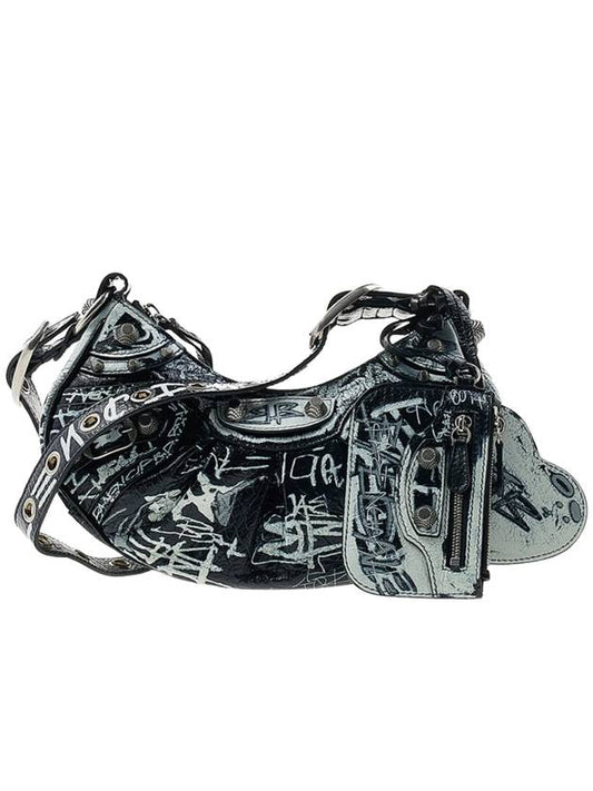 Le Cagole XS Graffiti Lambskin Shoulder Bag Black - BALENCIAGA - BALAAN 1