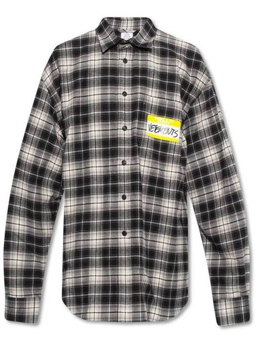 logo patch flannel check long sleeve shirt - VETEMENTS - BALAAN 1
