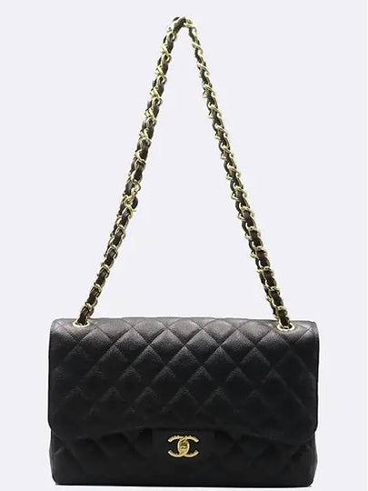 A58600 Black Caviar Skin Classic Jumbo Large L Size Gold Chain Flap Shoulder Bag - CHANEL - BALAAN 2