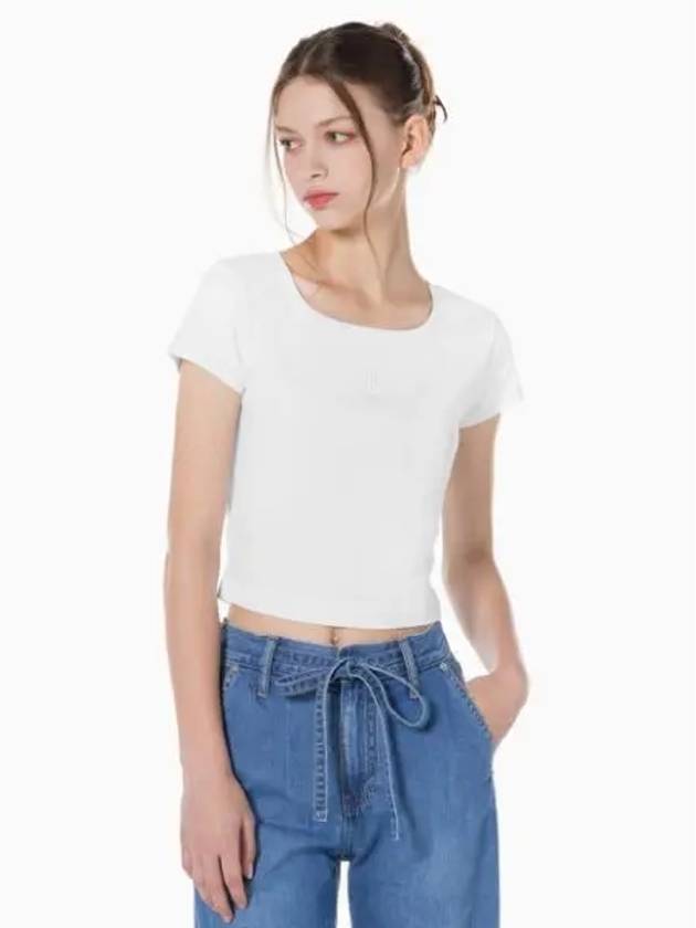 JEANS Women s White Cooling Logo Baby T Shirt J223905 YAF - CALVIN KLEIN - BALAAN 1