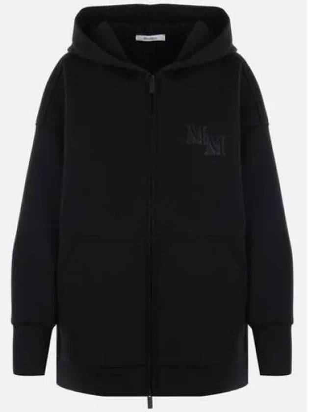 Obbia M Monogram Embroidery Detail Zip Up Hoodie Black - MAX MARA - BALAAN 2