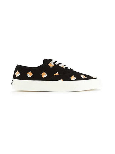 All Over Fox Head Printing Canvas Low Top Sneakers Black - MAISON KITSUNE - BALAAN 1