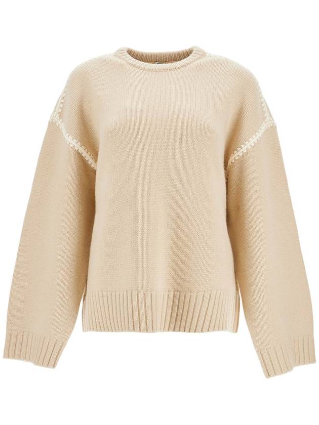 light beige wool and cashmere sweater with embroidery - TOTEME - BALAAN 1