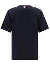 Women's Loopback Cotton Short Sleeve T-Shirt Navy - THOM BROWNE - BALAAN 3