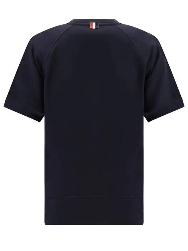 Women's Loopback Cotton Short Sleeve T-Shirt Navy - THOM BROWNE - BALAAN 3