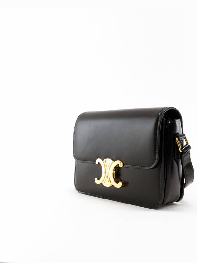 Teen Triomphe Shiny Calfskin Cross Bag Black - CELINE - BALAAN 2