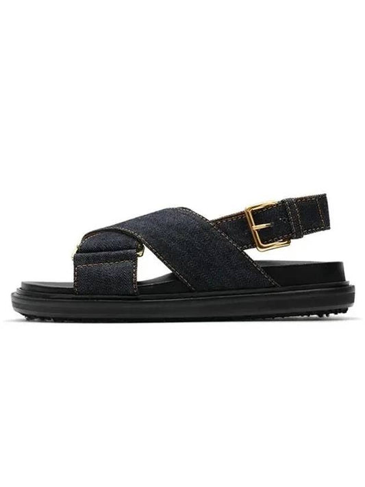 Fussbet Buckle Denim Sandals Navy - MARNI - BALAAN 2