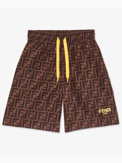 FF Logo All-Over Swim Shorts Brown - FENDI - BALAAN 2