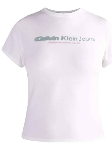 Short Sleeve Women Girls White White T-Shirt J20J222642 YAF - CALVIN KLEIN - BALAAN 1
