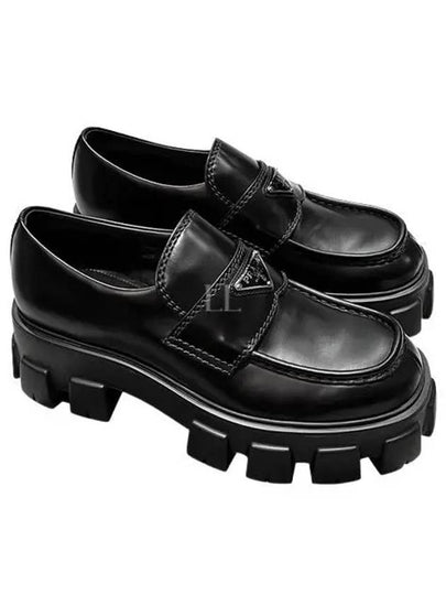 Monolith Brushed Leather Loafers Black - PRADA - BALAAN 2