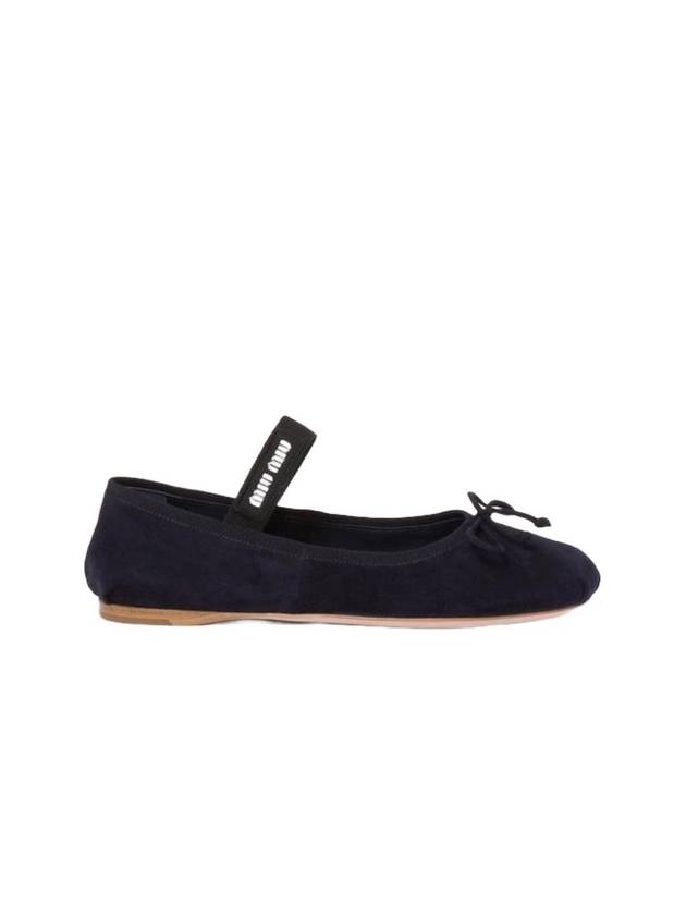 Suede Ballerina Navy - MIU MIU - BALAAN 1