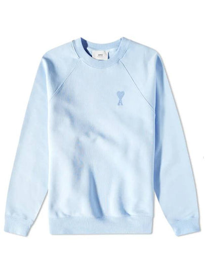 Men's Heart Logo Cotton Sweatshirt Sky Blue - AMI - BALAAN 2