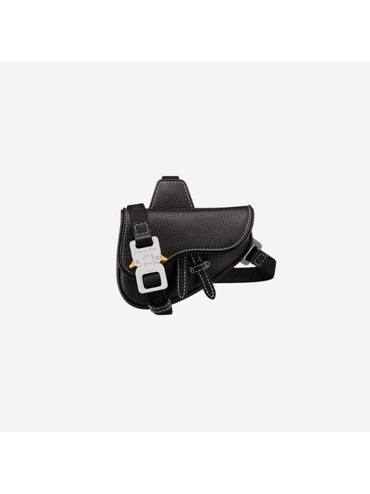 Nano Grained Calfskin Saddle Bag Black - DIOR - BALAAN 1