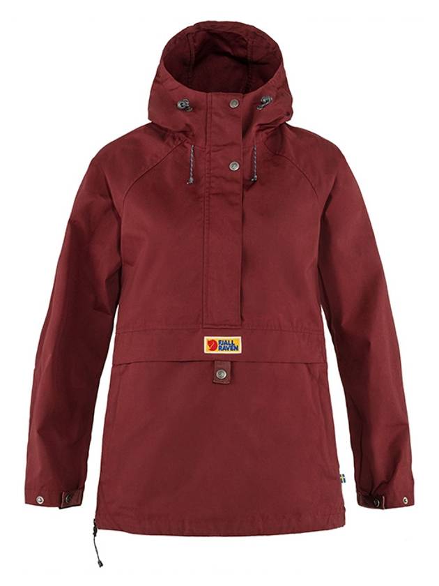 Women's Vardag Anorak Track Jacket Bordeaux Red - FJALL RAVEN - BALAAN 1