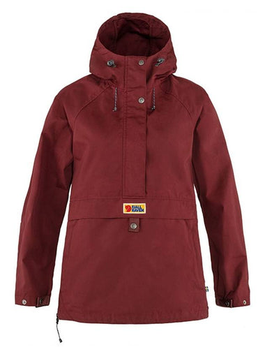 Women's Vardag Anorak Track Jacket Bordeaux Red - FJALL RAVEN - BALAAN 1