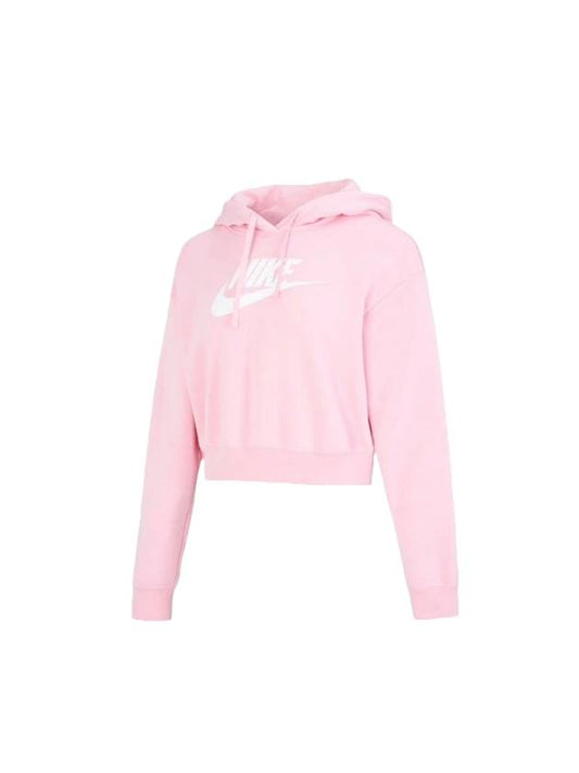 Sportswear Club Fleece Oversized Crop Graphic Hooded Top Pink - NIKE - BALAAN 1