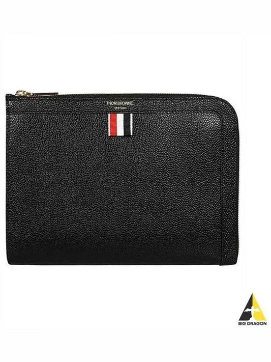 Pebble Minifolio Clutch Bag Black - THOM BROWNE - BALAAN 2