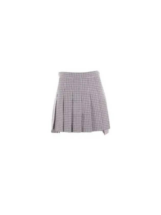 Women's Check Pattern Cotton Blend Pleats Skirt Red - THOM BROWNE - BALAAN 2