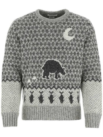 Bear Jacquard Embroidered Knit Top Grey - THOM BROWNE - BALAAN 1