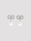 Swarovski Pearl V Logo Earrings Silver - VALENTINO - BALAAN 2