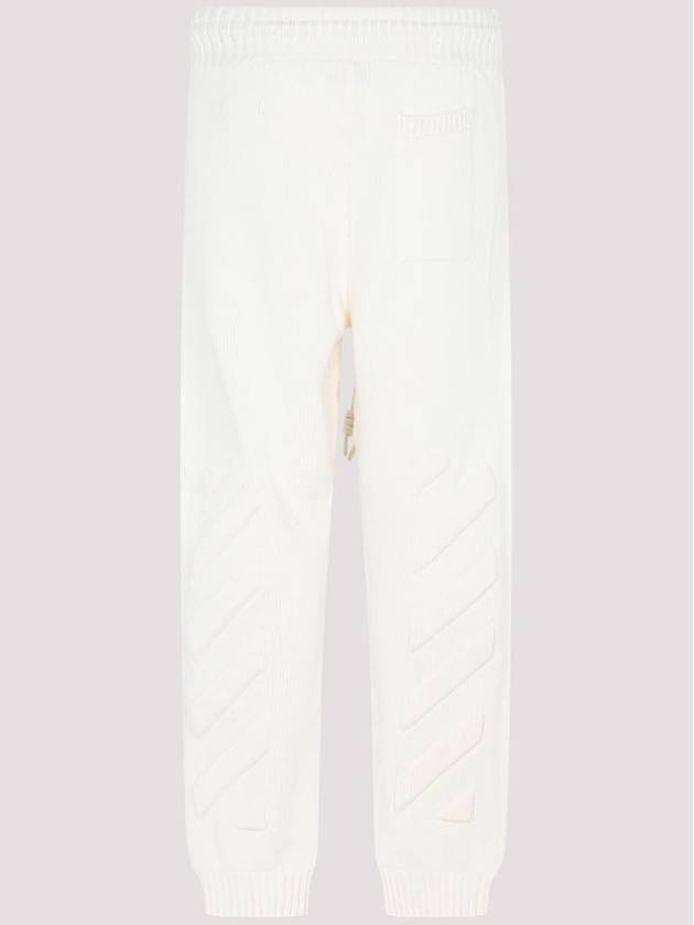 Diag Stripe Knitted Track Pants Ivory - OFF WHITE - BALAAN 3