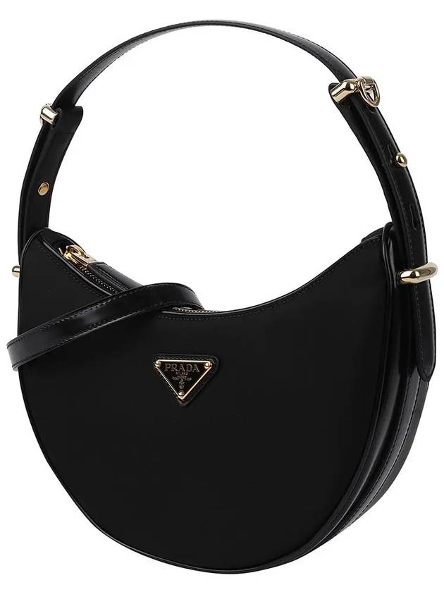 Arque Leather Shoulder Bag Black - PRADA - BALAAN 3