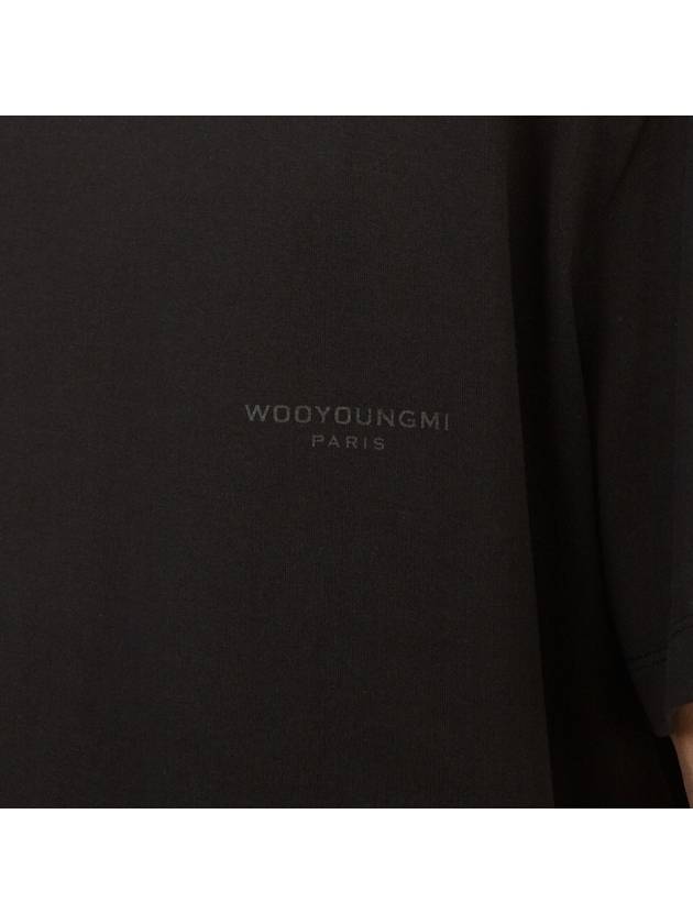 Leather Patch Round Short Sleeve T-Shirt Black - WOOYOUNGMI - BALAAN 8