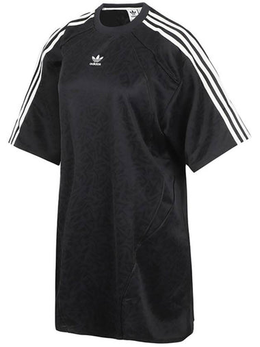 Oversized 3 Stripe Tricot Tee Short Dress Black - ADIDAS - BALAAN 1