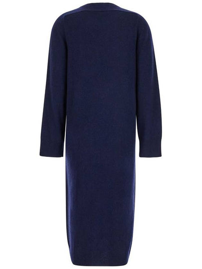 Blue Crewneck Midi Dress In Wool And Cashmere Blend Woman - SEMI COUTURE - BALAAN 2