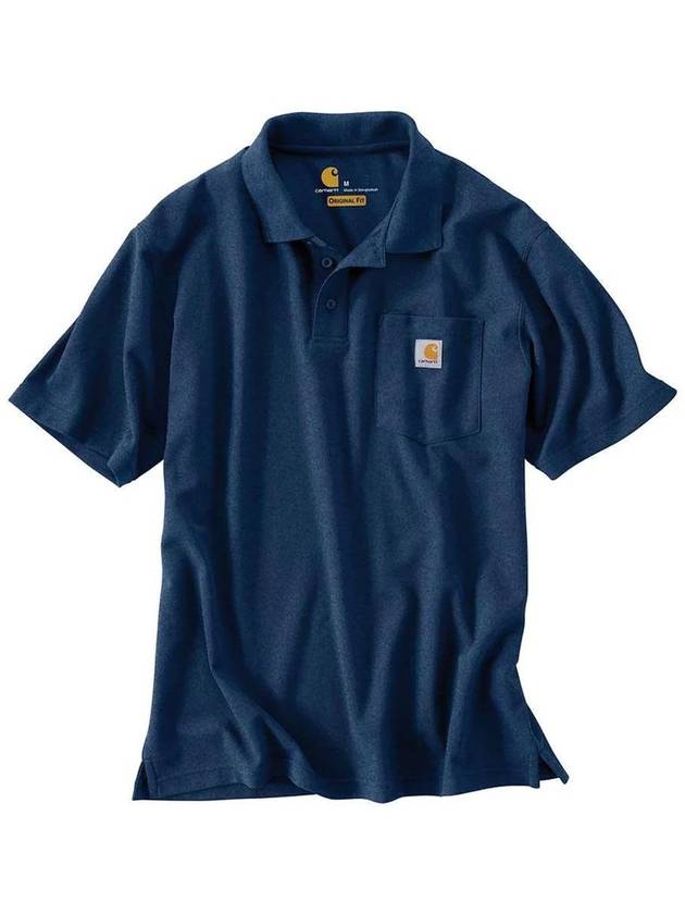 Polo short sleeve t shirt dark cobalt blue heather K570 413 - CARHARTT - BALAAN 3