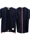 Men's Center Back Striped Short Sleeve T-Shirt Navy - THOM BROWNE - BALAAN 2