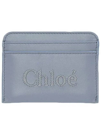 Sense Embroidered Logo Calfskin Card Wallet Stormblue - CHLOE - BALAAN 2