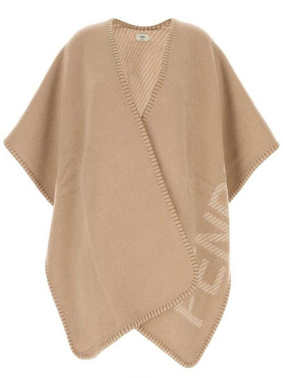 Logo Wool Cashmere Cape Beige - FENDI - BALAAN 2