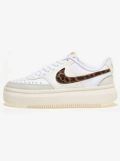 Court Vision Alta Leopard Swoosh Leather Low Top Sneakers White - NIKE - BALAAN 2