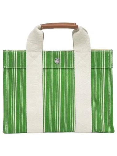 Small Striped Linen Tote Bag Green - RUE DE VERNEUIL - BALAAN 1